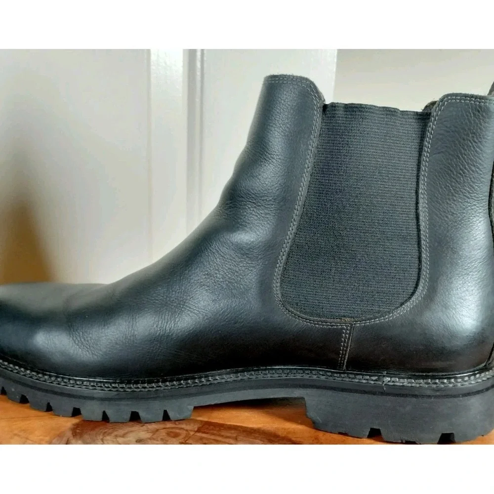FLAG LTD Men's Max Black Leather Chelsea Boots Size 11 M Lug Sole Brazil G21